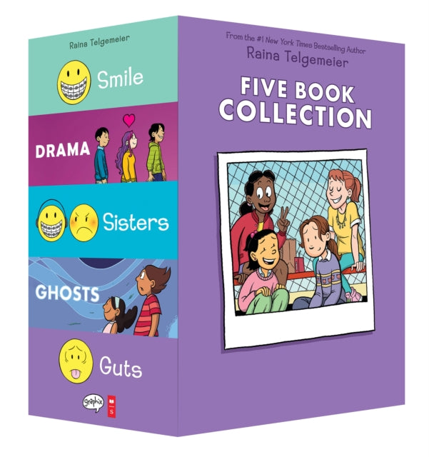Raina Telgemeier Five Book Collection: Smile, Drama, Sisters, Ghosts, Guts 9781338725124 Raina Telgemeier
