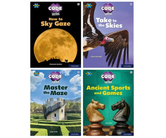 Book cover of: Project X CODE Extra: White and Lime Book Bands, Oxford Levels 10 and 11: Sky Bubble and Maze Craze, Mixed Pack of 4. By: Ciaran Murtagh