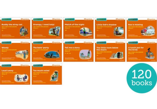 Book cover of: Read Write Inc. Phonics: Orange Set 4 More Storybooks (Pack of 120). By: Ruth Miskin