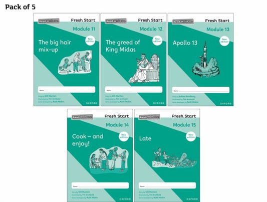 Book cover of: Read Write Inc. Fresh Start: 2024 Modules 11-15 - Pack of 5. By: Ruth Miskin