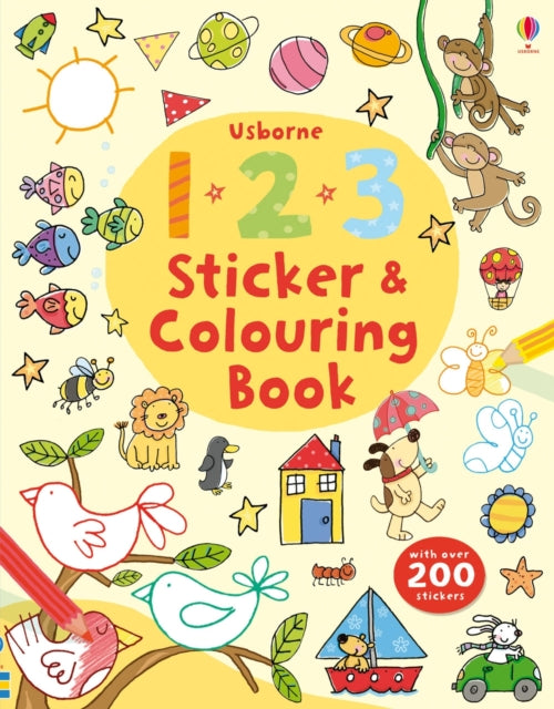 Book cover of: 123 Sticker and Colouring book. By: Jessica Greenwell