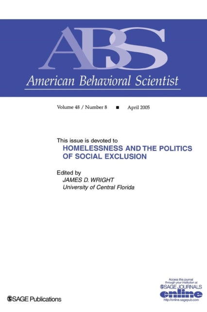 Book cover of: Homelessness and the Politics of Social Exclusion. By: James D. Wright