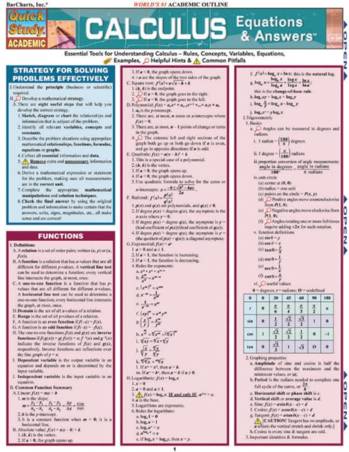 Book cover of: Calculus Equations & Answers