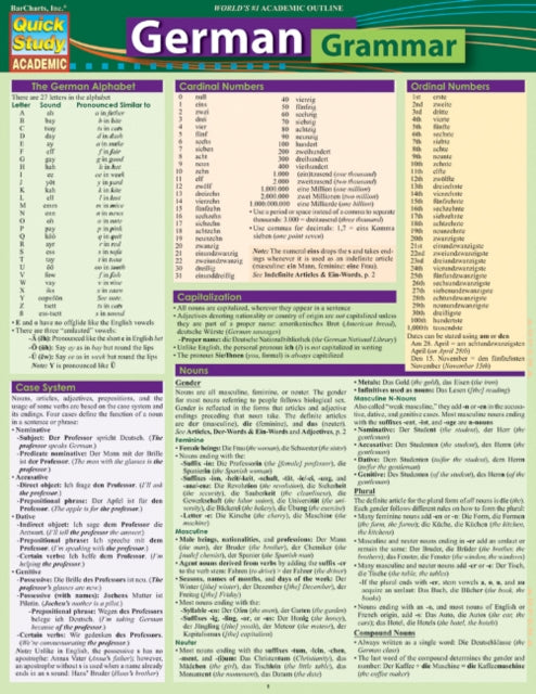 Book cover of: German Grammar. By: Inc BarCharts
