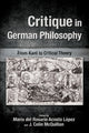 Book cover of: Critique in German Philosophy. By: ACOSTA LOPEZ MCQUILLAN