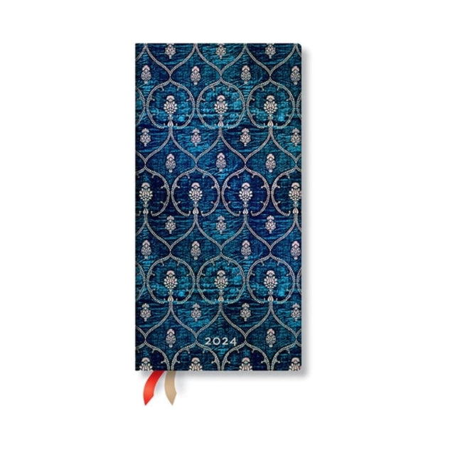 Book cover of: Blue Velvet Slim 12-month Dayplanner 2024. By: Paperblanks