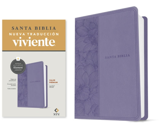 Book cover of: Biblia Valor Premium Ntv Con Filament (Sentipiel, Purpura). By: Tyndale