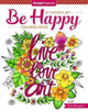 Book cover of: KC Doodle Art Be Happy Coloring Book. By: Krisa Bousquet