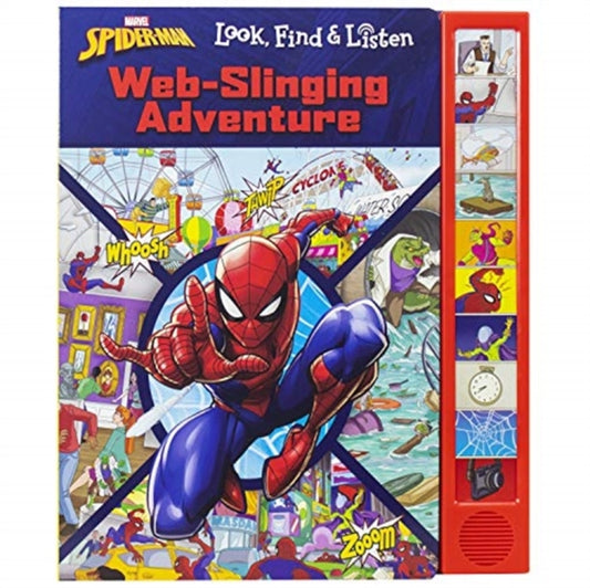 Book cover of: Marvel Spider-Man: Web-Slinging Adventure Look, Find & Listen Sound Book. By: Derek Harmening