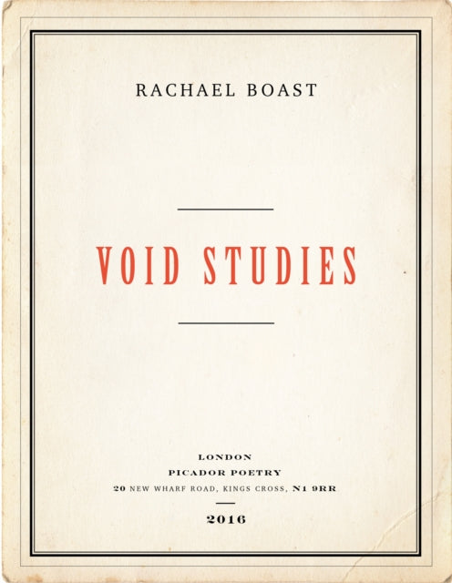 Book cover of: Void Studies. By: Rachael Boast
