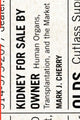 Book cover of: Kidney for Sale by Owner. By: Mark, J Cherry
