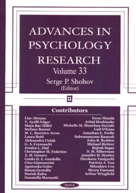 Book cover of: Advances in Psychology Research. By: Serge P. Shohov