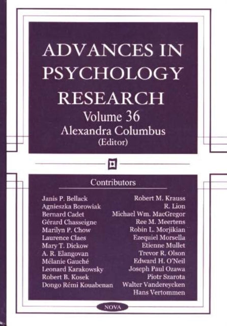 Book cover of: Advances in Psychology Research. By: Alexandra Columbus