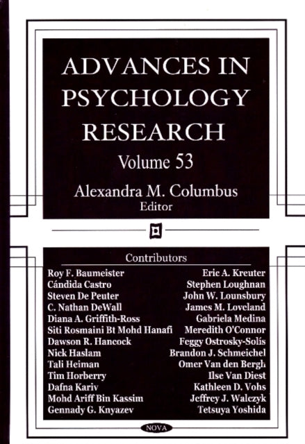 Book cover of: Advances in Psychology Research. By: Alexandra M. Columbus
