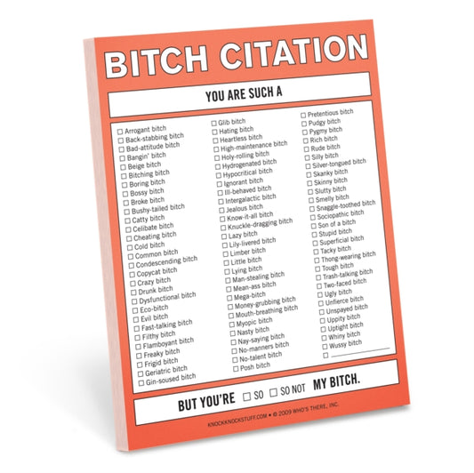 Book cover of: Knock Knock Nifty Note: Bitch Citation. By: Knock Knock