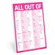 Book cover of: Knock Knock Pad: All Out Of Pad Pink (with magnet). By: Knock Knock