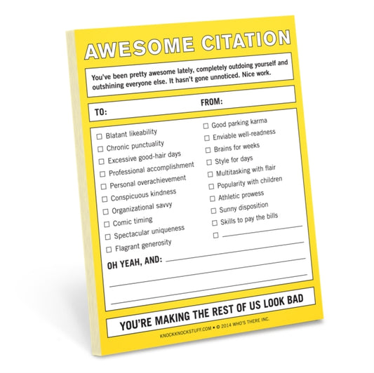 Book cover of: Knock Knock Nifty Note: Awesome Citation. By: Knock Knock Knock