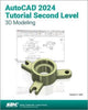 Book cover of: AutoCAD 2024 Tutorial Second Level 3D Modeling. By: Randy Shih