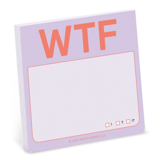 Book cover of: Knock Knock WTF Sticky Notes (Pastel Edition). By: Knock Knock Knock