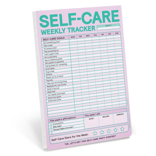 Book cover of: Knock Knock Self-Care Weekly Tracker Pad (Pastel Version). By: Knock Knock Knock