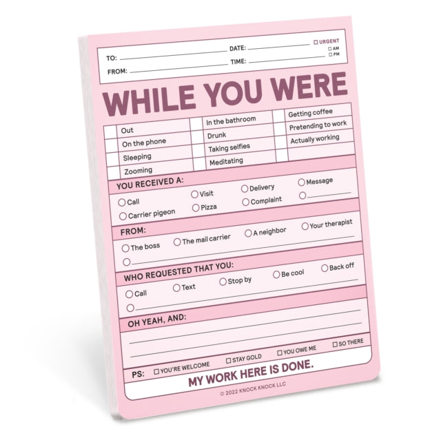 Book cover of: Knock Knock While You Were Nifty Note Pad (Pastel Version). By: Knock Knock Knock