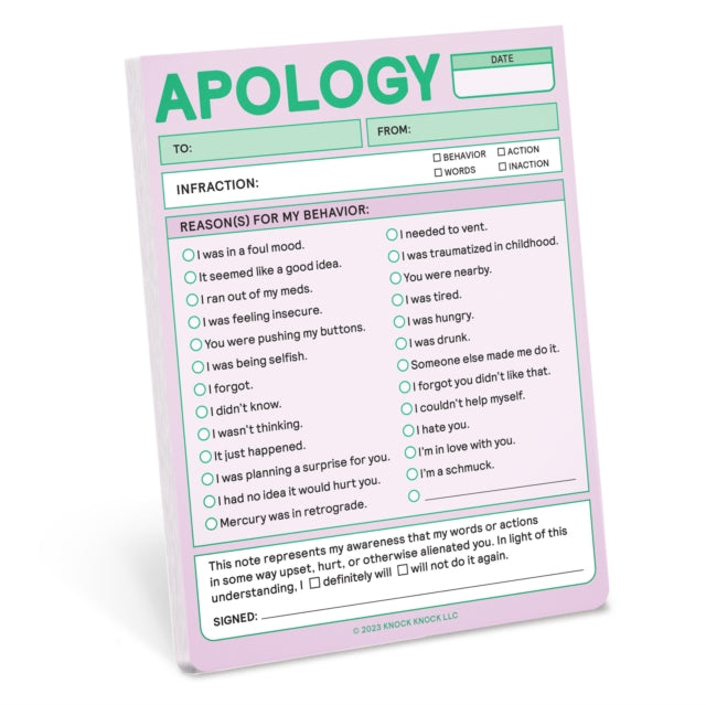 Knock Knock Apology Nifty Note (Pastel Version) 9781683493976 Knock Knock Knock