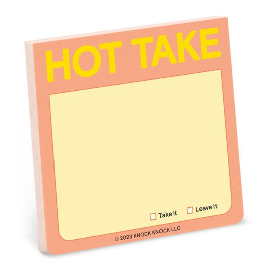 Book cover of: Knock Knock Hot Take Sticky Note. By: Knock Knock Knock