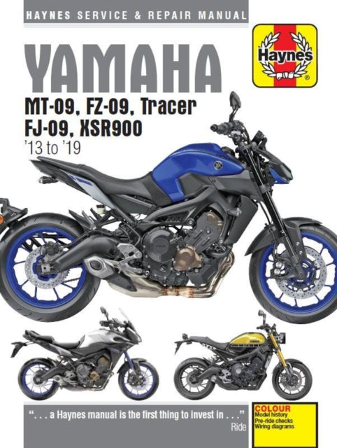 Book cover of: Yamaha MT-09, FZ-09, Tracer, FJ-09, XSR900 (03 -19). By: Editors of Haynes Manuals