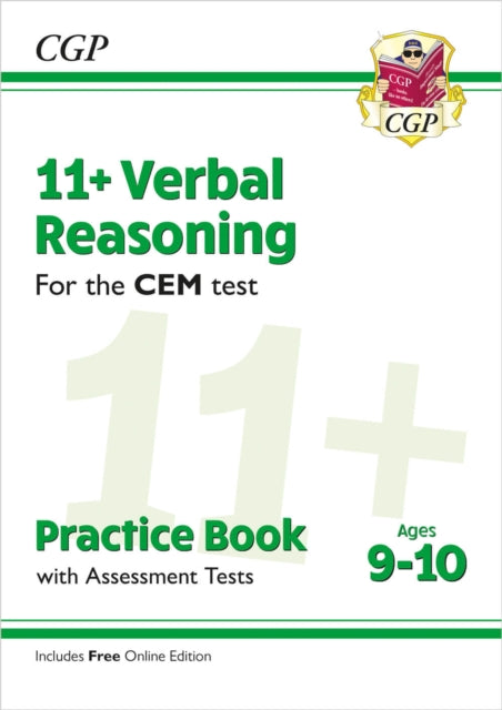 Book cover of: 11+ CEM Verbal Reasoning Practice Book & Assessment Tests - Ages 9-10 (with Online Edition). By: CGP Books