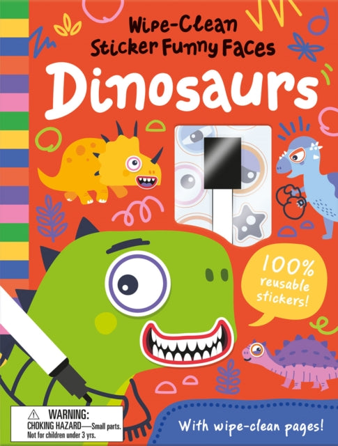 Book cover of: Wipe-Clean Sticker Funny Faces Dinosaurs. By: Rob Abbott
