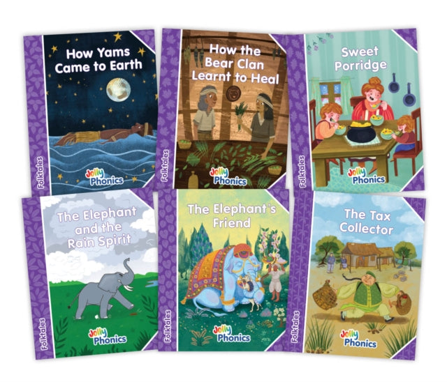 Book cover of: Jolly Phonics Folktales Purple Readers (Level 5) Complete Set (1-6). By: Sara Wernham