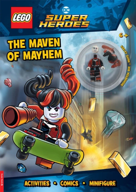 Book cover of: LEGO® DC Super Heroes™: Maven of Mayhem Activity Book (with Harley Quinn™ LEGO minifigure and megaphone). By: LEGO®