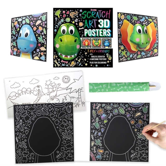 Book cover of: Scratch Art 3D Posters: T-Rex & Friends