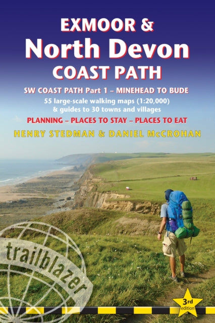 Book cover of: Exmoor & North Devon Coast Path Trailblazer Walking Guide. By: Henry Stedman