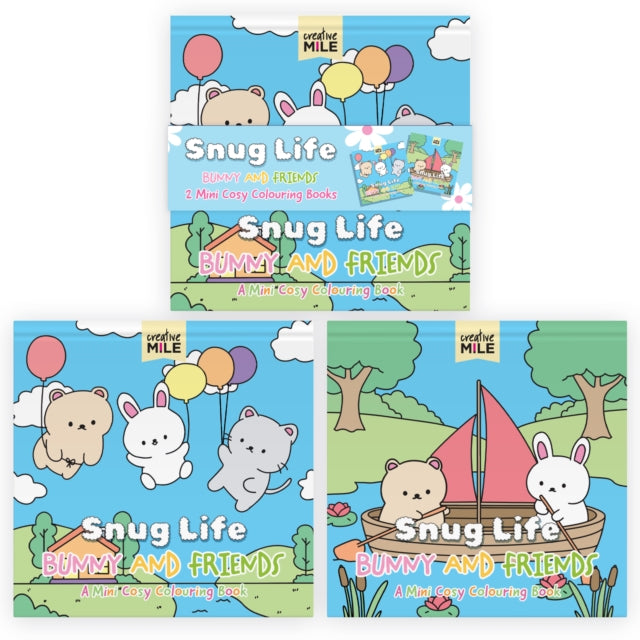2 Pack Mini Colouring Book   Snug Life Cosy Colouring Bunny and Friends