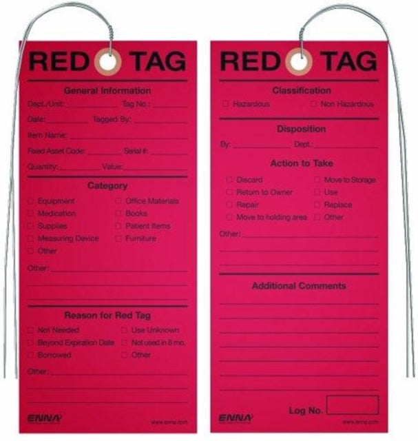 Book cover of: Lean Healthcare 5S Red Tags. By: Enna