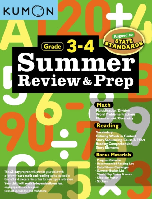 Book cover of: Kumon Summer Review and Prep 3-4. By: Kumon