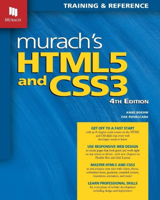 Book cover of: Murach's HTML5 and CSS3, 4th Edition. By: Anne Boehm