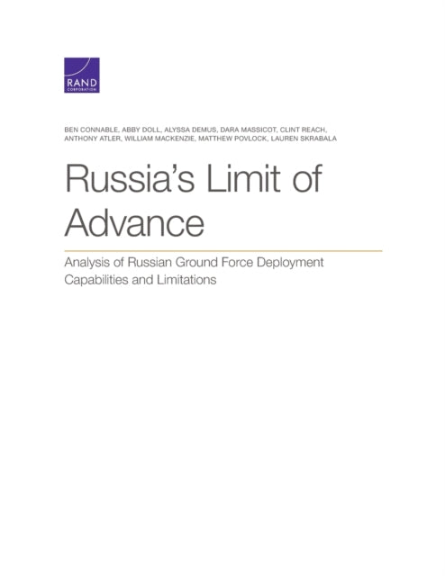 Book cover of: Russia's Limit of Advance. By: Ben Connable