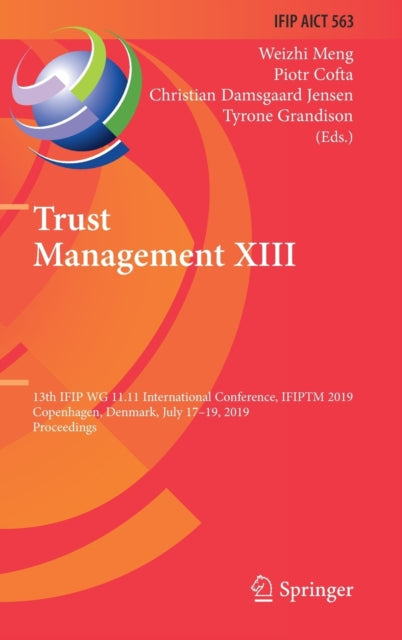 Book cover of: Trust Management XIII. By: Weizhi Meng