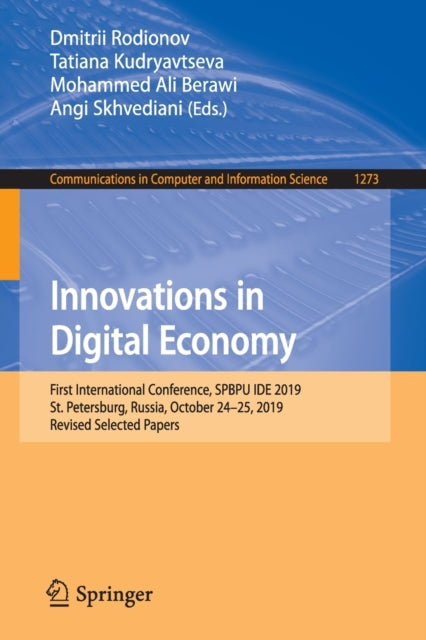 Book cover of: Innovations in Digital Economy. By: Dmitrii Rodionov