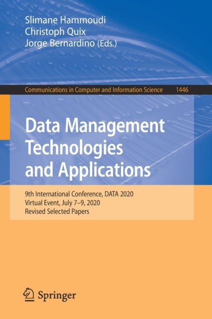 Book cover of: Data Management Technologies and Applications. By: Slimane Hammoudi