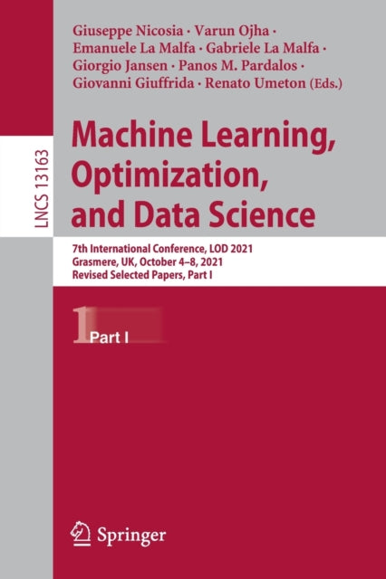 Book cover of: Machine Learning, Optimization, and Data Science. By: Giuseppe Nicosia