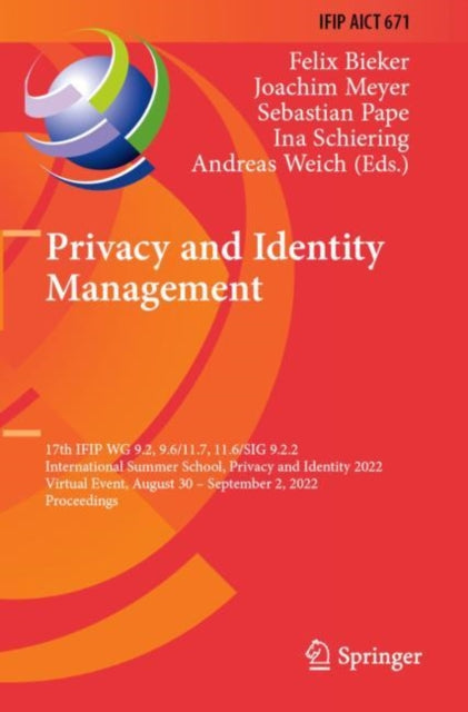 Book cover of: Privacy and Identity Management. By: Felix Bieker