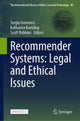 Book cover of: Recommender Systems: Legal and Ethical Issues. By: Sergio Genovesi