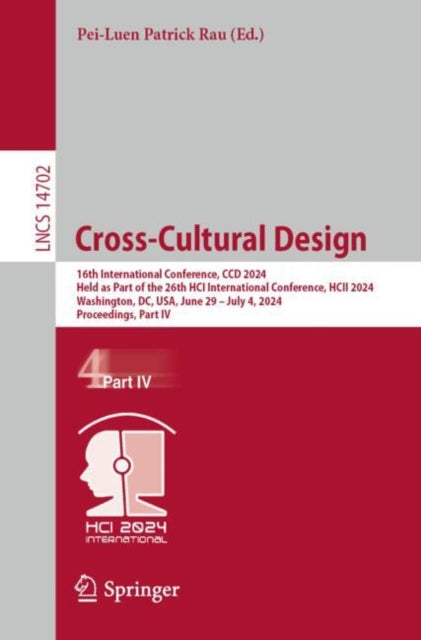 Book cover of: Cross-Cultural Design. By: Pei-Luen Patrick Rau