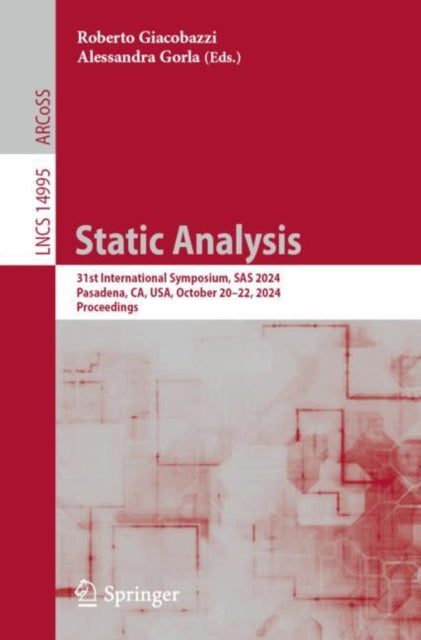 Book cover of: Static Analysis. By: Roberto Giacobazzi