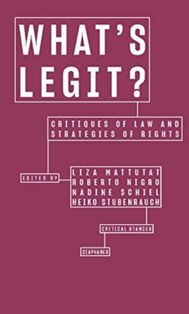 Book cover of: What's Legit? – Critiques of Law and Strategies of  Rights. By: Nadine Schiel