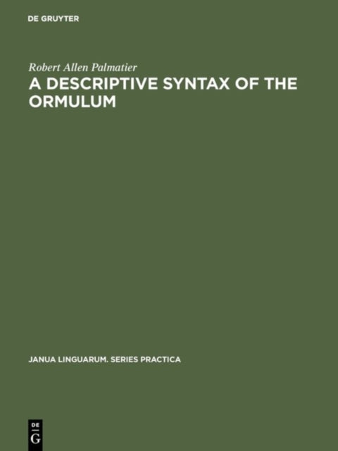 Book cover of: descriptive syntax of the Ormulum. By: Robert Allen Palmatier