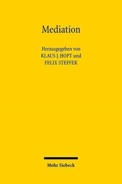 Book cover of: Mediation. By: Klaus J. Hopt